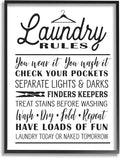 Stupell Industries 'Laundry Rules with Hanger Typography', Framed Giclee Art, Black, 24 x 30 Inches, Easy to Hang and Sturdy, Made in USA, by Lettered and Lined