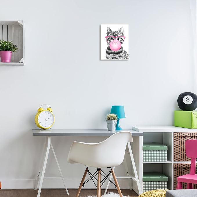 Adorable Cat Bubble Gum, 10 x 15 Inch Mounted Print on Wall Plaque | Stupell Industries · By Annalisa Latella · Ready to hang · Whimsical kids room or playroom accent · Made in USA