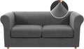 H.VERSAILTEX 3 Pieces Stretch Loveseat Slipcovers Traditional Chesterfield Loveseat Covers for 2 Cushion Couch Mid Century Deep Seat Couch Cover Washable, Thicker Jacquard Fabric(Medium Sofa, Grey)