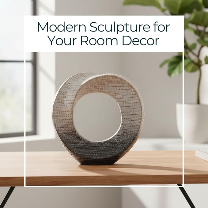Decorative Sculpture Table Top – Modern Coffee Table Decor, Ceramic & Stoneware Accent Piece for Coffee Tables, Shelves & Living Rooms – Elegant Home Decor, Indoor/Outdoor – 10", Ivory