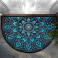 Pardick Half Round Doormat Semi Circle Rug Blue Mandala Elegant Non Slip Indoor Outdoor Entrance Half Moon Rug Absorbent Durable Washable Front Floor Mat for Kitchen Bathroom Patio Fireplace