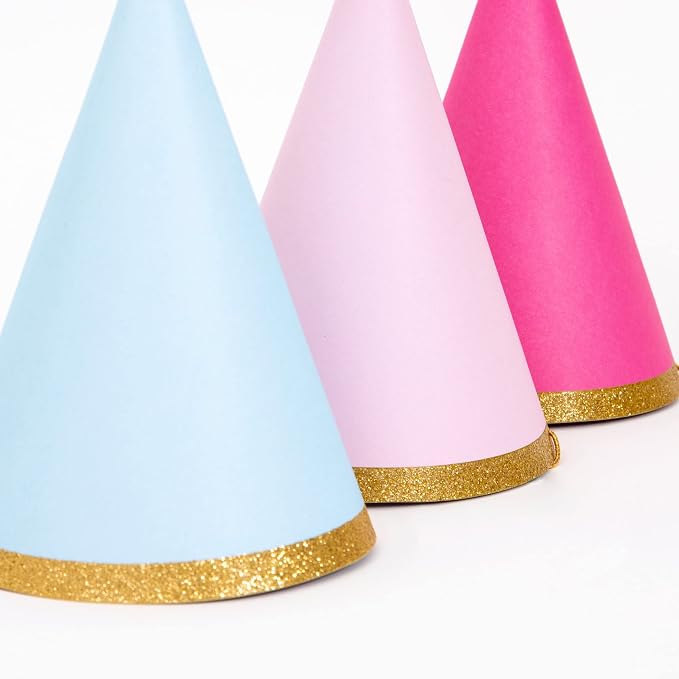 Meri Meri Birthday Party Hats, Pack of 8 Bright and Colorful Cone Birthday Hats for Kids & Adults, Cone Party Hats