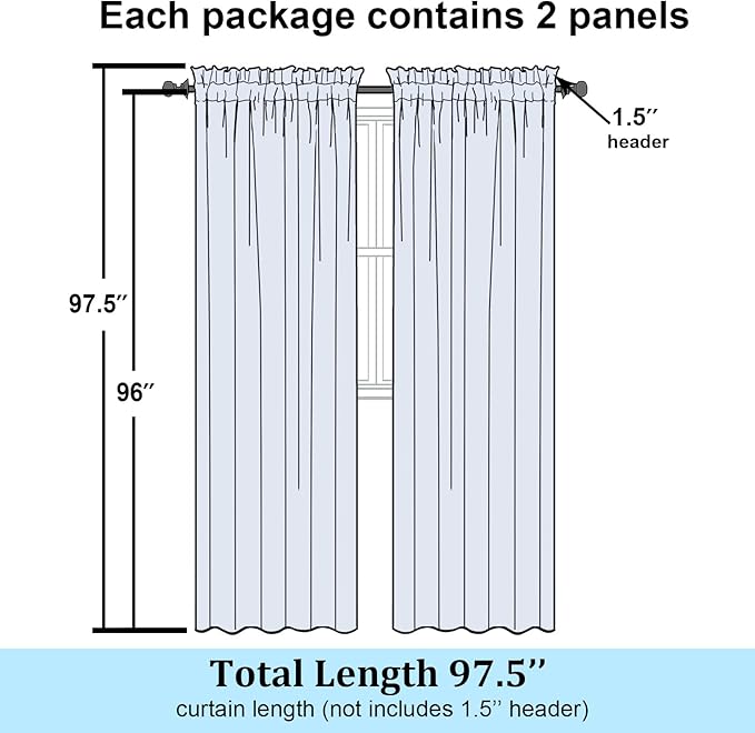 Simplebrand Chocolate Semi-Sheer Curtains, 42x96 Inch, 2 Panels, Light Filtering - Image 7