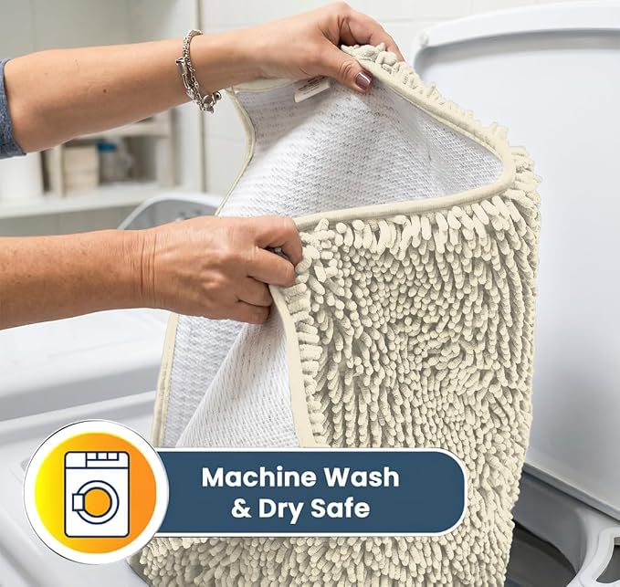 Muddy Mat® | Super Water Absorbent Door Mat Indoor, Microfiber Quick Dry Chenille Entryway Rug, Slip Resistant Front Door Mat, Indoor Mats for Entryway, Machine Washable Pet Rug, Ivory 24" x 60"