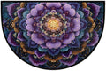 Mandala Purple Galaxy Half Round Door Mat Non-Slip Semi Circle Rug Washable Half Moon Floor Rug Absorbent Bathroom Area Rugs for Outdoor Indoor Fireplace Mat Entryway Kitchen Decor Rugs