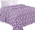 Elegant Comfort Luxury Velvety Feel Blanket, All-Season Lightweight Blanket, Ultra Plush, Soft, Cozy-Fuzzy Flannel Fleece for Couch, Sofa, Bed, Travel, Cube Design, King/California King, Lilac