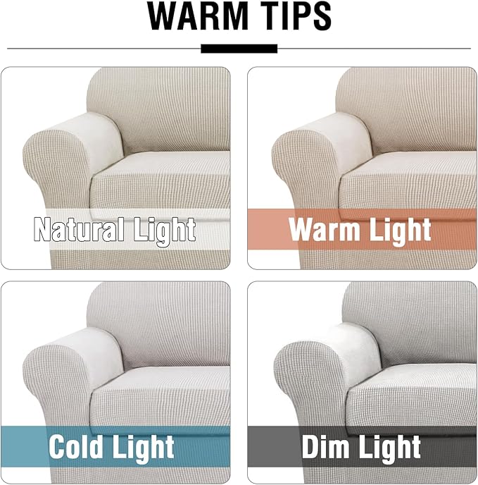 H.VERSAILTEX 4 Piece Stretch Sofa Covers for 3 Cushion Couch Covers for Living Room Furniture Slipcovers (Base Cover Plus 3 Seat Cushion Covers) Thicker Jacquard Fabric (XL Sofa, Island Fossi)