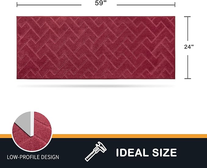 PURRUGS Dirt Trapping Door Mat 24" x 59", Non-Slip Machine Washable Entry Rug, Dog Doormat, Indoor Front Door Mat, Super Absorbent Entryway Rug for Muddy Shoes & Paws, Cherry Red