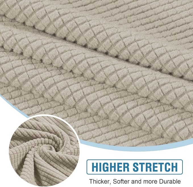 H.VERSAILTEX Sectional Couch Covers 3 Pieces Sofa Seat Cushion Covers L Shape Separate Cushion Couch Chaise Cover for Both Left/Right Sectional Couch (Seat Only: 1 Chaise + 2 Sofa, Island Fossi)