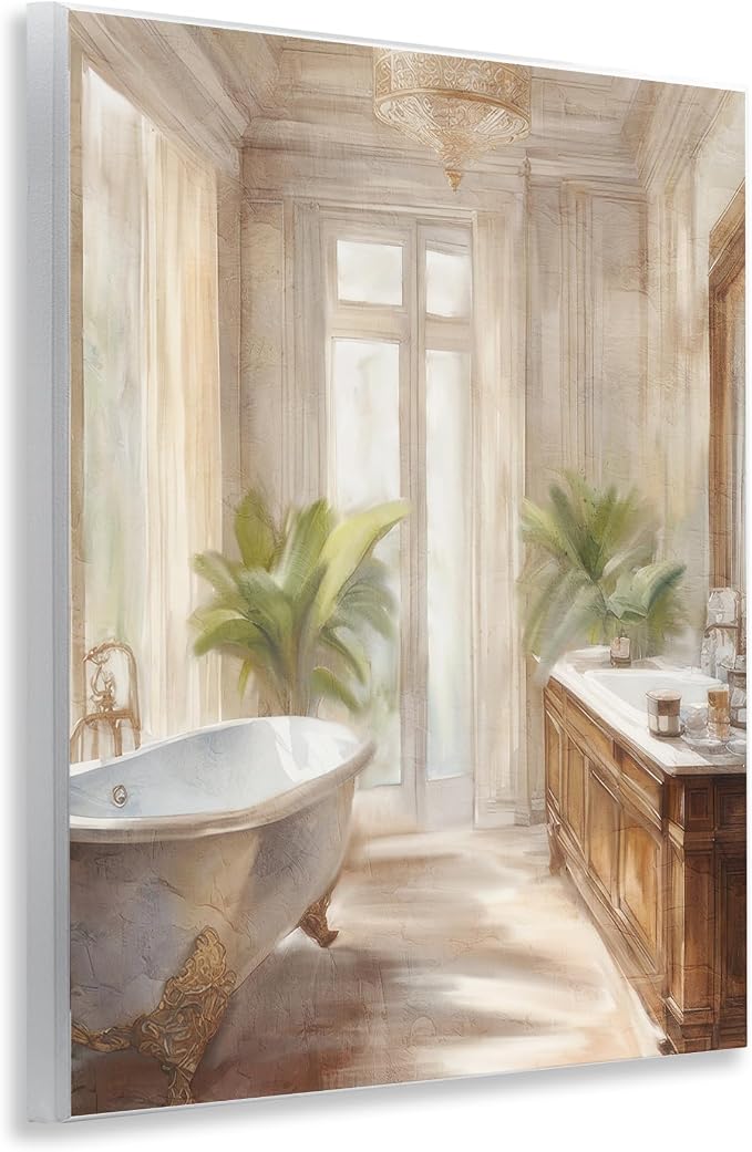Serenity Bath Botanical, 11 x 14 Inch Mounted Print on Wall Plaque | Stupell Industries · By Kim Allen · Ready to hang · Ideal for bathroom or bedroom · Made in USA
