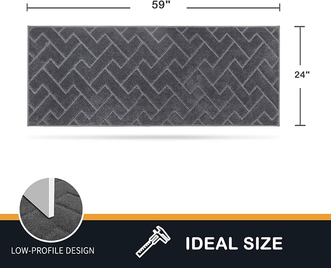 PURRUGS Dirt Trapping Door Mat 24" x 59", Non-Slip Machine Washable Entry Rug, Dog Doormat, Indoor Front Door Mat, Super Absorbent Entryway Rug for Muddy Shoes & Paws, Grey
