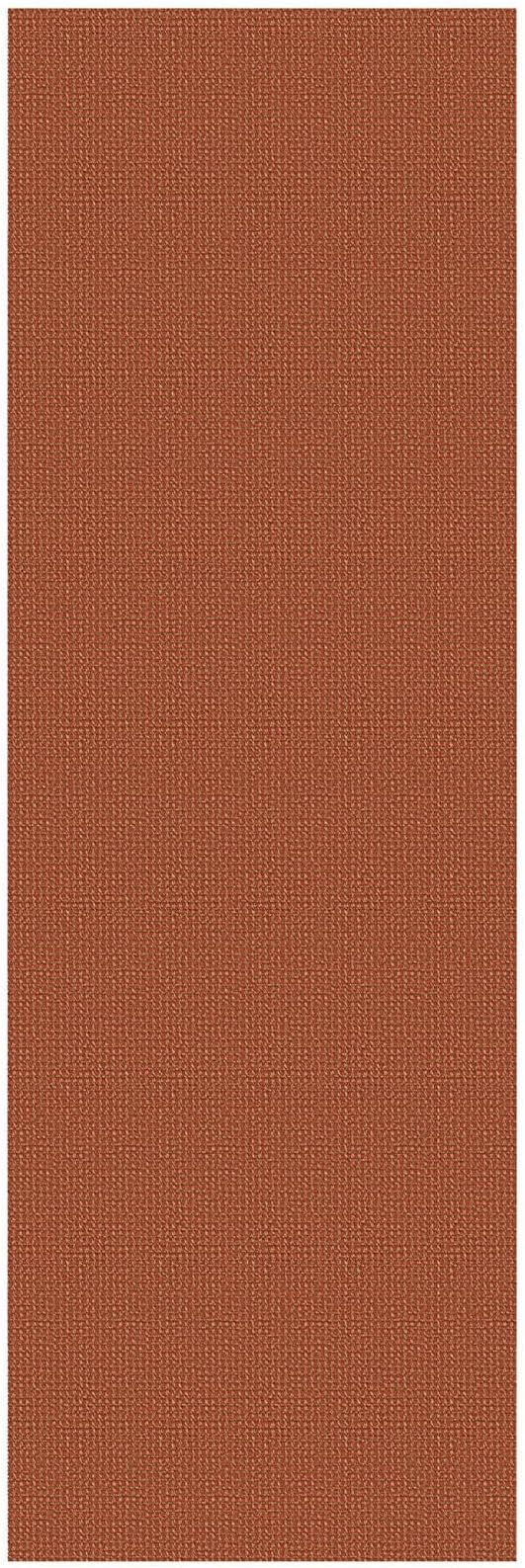 IOHOUZE Washable Runner Rug 2.6x8 Non Slip Rubber Backed Wide Hallway Runner Entryway Runner Indoor, Kitchen Rugs Woven Cotton Floor Carpet for Hall Entrance Bedroom, Burnt Orange/Tan