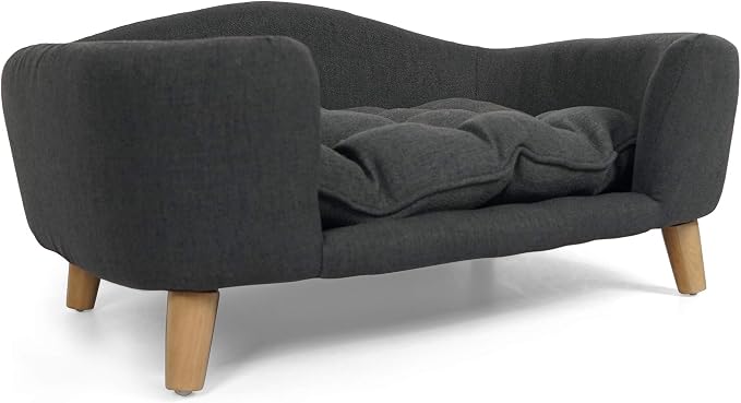 Christopher Knight Home Elroy Orthopedic Dog Bed, Elevated Dog Sofa Bed for Small Dog, Supportive Foam Pet Couch Bed with Wooden Legs, Modern Pet Sofa Bed, Dark Gray