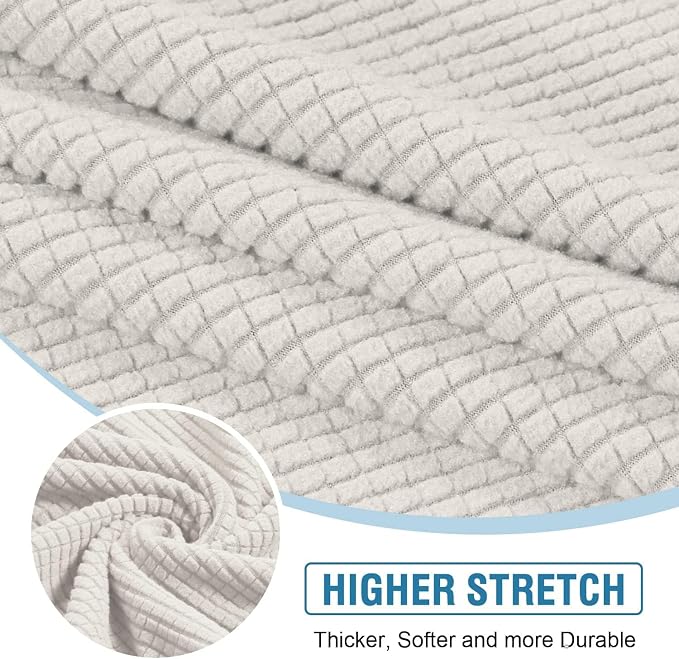 H.VERSAILTEX Backrest Cushion Covers Sectional Couch Back Cushion Covers for Sectional Sofa Set for Both Left/Right Couch (Back Only: 1 Chaise + 3 Sofa, Ivory)
