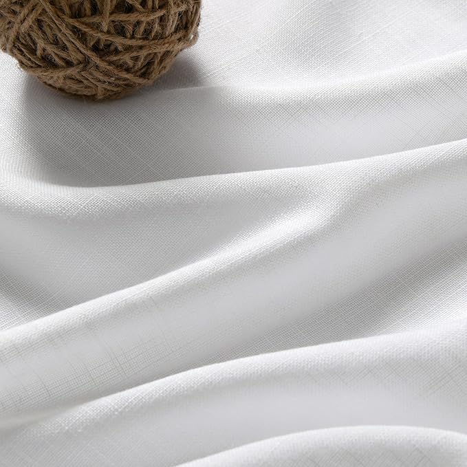 Linen White Curtains 120 inch Extra Long for Living Room Back Tab Light Filtering Semi Sheer Drapes Modern Farmhouse Coastal Decor Off White Cotton Curtain for Floor to Ceiling Window 10 FT