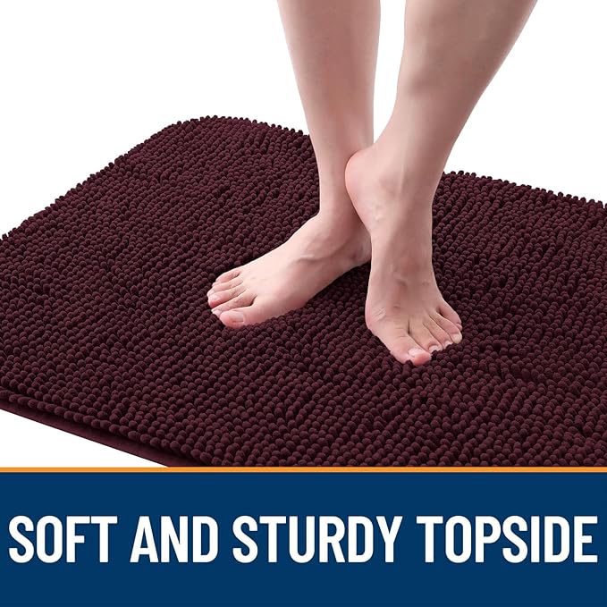 OLANLY Dog Door Mat for Muddy Paws 30x17, Absorbs Moisture and Dirt, Absorbent Non-Slip Washable Doormat, Quick Dry Chenille Mud Mat for Dogs, Entry Indoor Entryway Carpet for Inside Floor, Russet