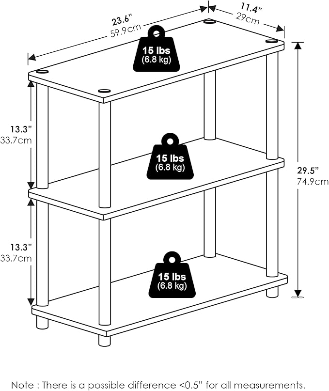 Furinno Turn-N-Tube Storage Shelves, 3-Tier Book Shelf, Corner Shelf, Toolless Open Shelves, for Organization and Storage, Living Room, Garage, Home Office, Sage Green
