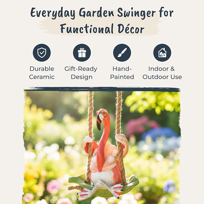 Blue Sky Ceramics Flamingo Garden Swinger, Multi (20487)