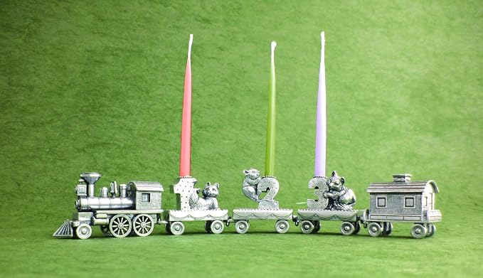 DANFORTH Birthday Train Engine – Candleholder - Handcrafted Pewter Birthday Party Decorations – 1 1/2" Tall by 2 1/2" Wide, Made in USA