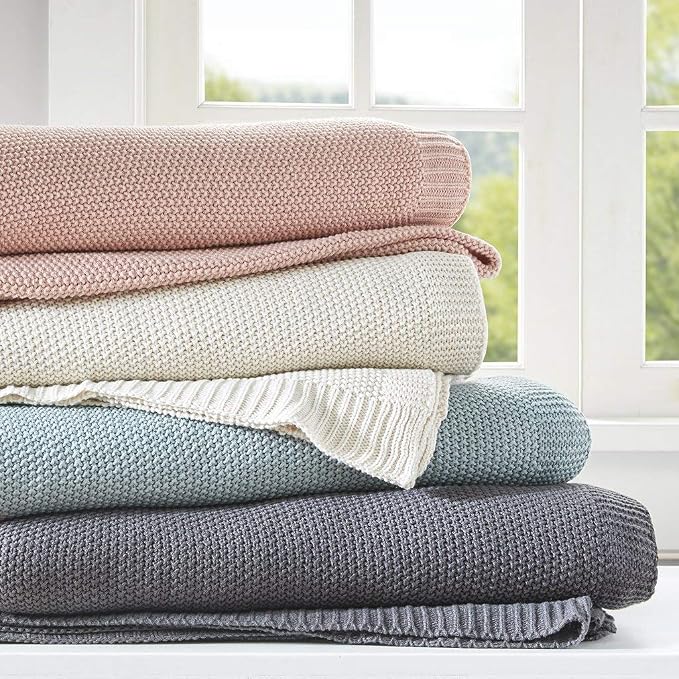 INK+IVY Bree Knit All Season Blanket for Summer, Full/Queen, Ivory | Ultra Soft, Acrylic, Breathable Fabric for Bed or Couch, Lightweight, OEKO-TEX Certified