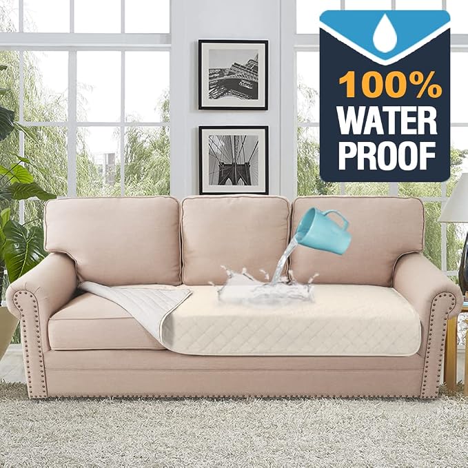 H.VERSAILTEX Couch Cover for Dogs Washable 100% Waterproof Sofa Cushion Cover Dog Bed Cover Non-Slip Pet Blanket for Sofa Cushion Protector, 35" x 82", Ivory
