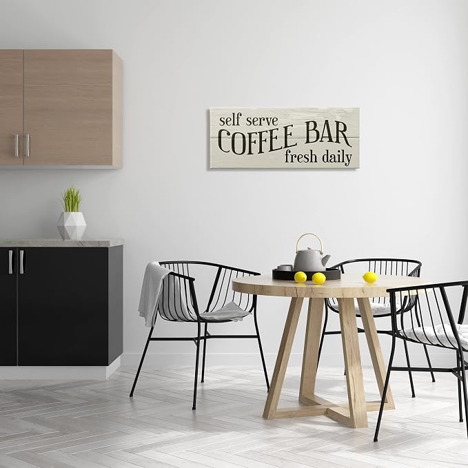 Rustic Coffee Bar Herringbone, 13 x 30 Inch Canvas Wall Art | Stupell Industries · By Lil' Rue · Ready to hang once unboxed · Kitchen friendly decor · Made in USA