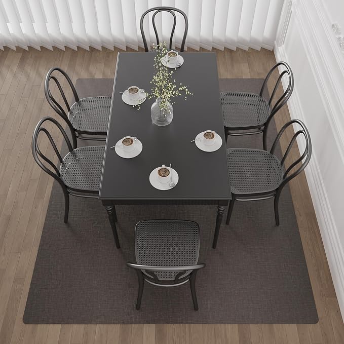 SALLOUS 4’x6’ Plastic Floor Mat for Home, Waterproof & Non Slip Area Rug for Living Room Kitchen, Heavy Duty Vinyl Floor Protector Door Mat for Entryway, Odor Resistant Indoor Outdoor Mat, Dark Gray