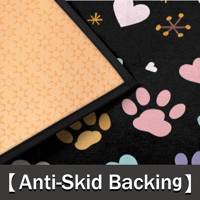 Pardick Half Round Doormat Semi Circle Rug Cute Color Paw Prints Non Slip Indoor Outdoor Entrance Half Moon Rug Absorbent Durable Washable Front Floor Mat for Kitchen Bathroom Patio Fireplace