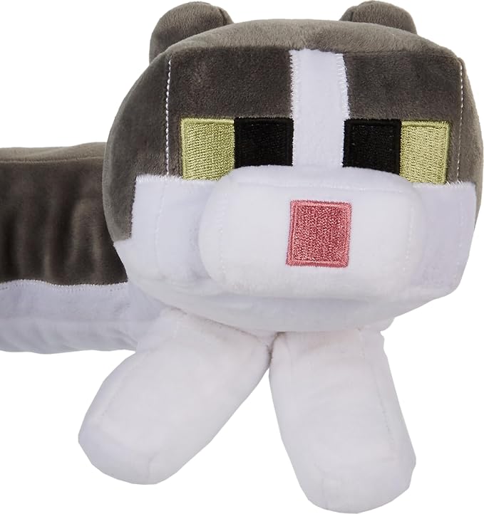 Mattel Minecraft Purring Sounds Neck Pillow, Cat Plush Toy | Cat Neck Pillow Plush that makes Purring Sounds, For Travel, Comfort & Play, For Kids & Collectors (Amazon Exclusive)