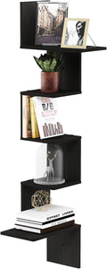 Furinno Rossi Wall Mounted Shelves, 5-Tier Rectangle, Espresso/Black