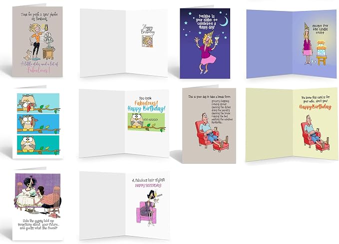 Stonehouse Collection Funny Assorted Birthday Cards & Assorted Notepads - USA Made- 25 Birthday Cards & 8 Notepads