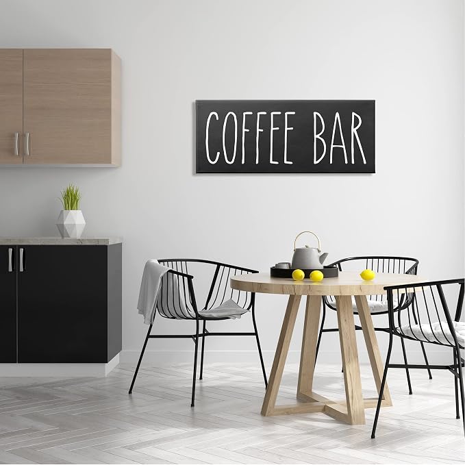 Coffee Bar Casual Typography Sign, 17 x 40 Inch Canvas Wall Art | Stupell Industries · By Lettered and Lined · Ready to hang · Casual kitchen decor · Made in USA