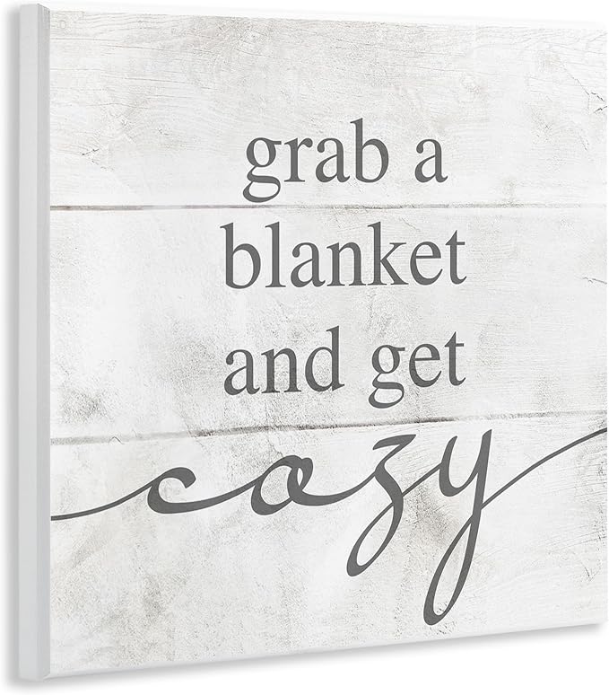 Cozy Rustic Phrase, 12 x 12 Inch Mounted Print on Wall Plaque | Stupell Industries · By Lil' Rue · Ready to hang · Perfect for bedroom or nursery · Made in USA