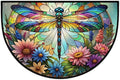 Dragonfly Half Round Doormat Semi Circle Rug Half Moon Rug Entryway Mat | Dragonfly Spring Washable Non Slip Outdoor Floor Rug Kitchen Mat for Indoor Outdoor Bathroom Fireplace Bath Decor