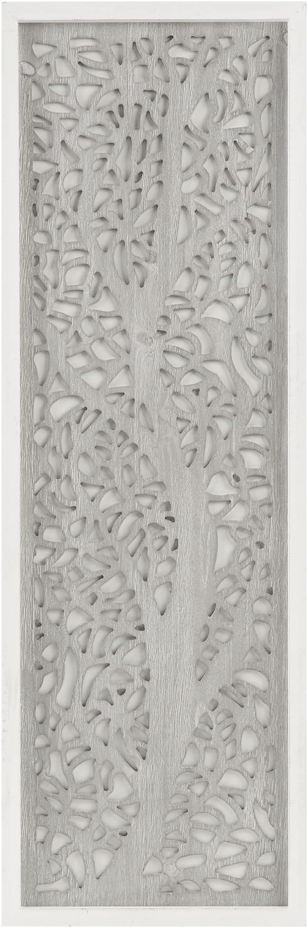 Madison Park Laurel Wall Art - Laser Cut Carved Botanical Tree Branches, Genuine Fir Wooden Framed, Rustic Finish - Modern Farmhouse Décor for Living Room, Ready to Hang Panel, 12 x 36, Natural Grey