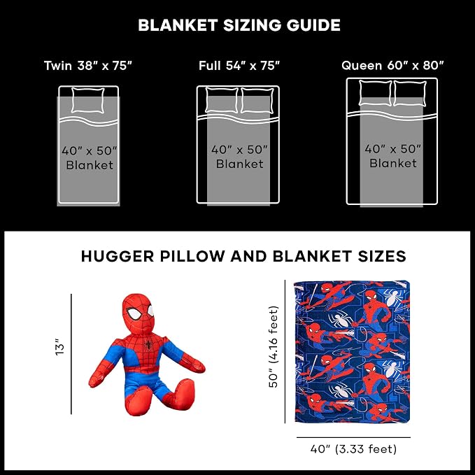 Northwest The Company Character Hugger Pillow & Silk Touch Throw Blanket Set, 40" x 50", Spider-Man - Fearless Spidey