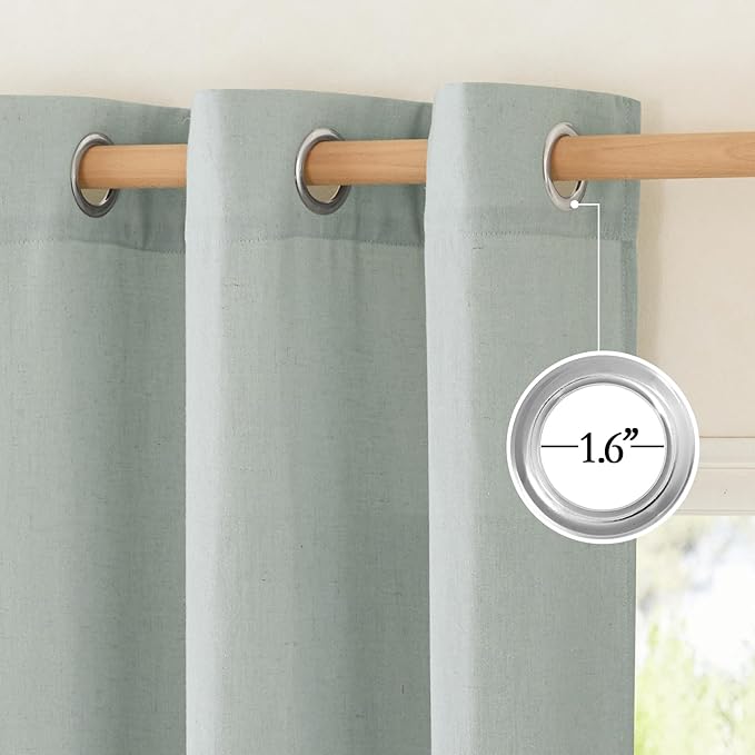 NICETOWN Thick Linen Sage Green Curtains 72 inches Long, Grommet Linen Weave Privacy Added with Light Through Window Treatment Fresh for Bedroom/Living Room, W55 x L72, 2 Panels