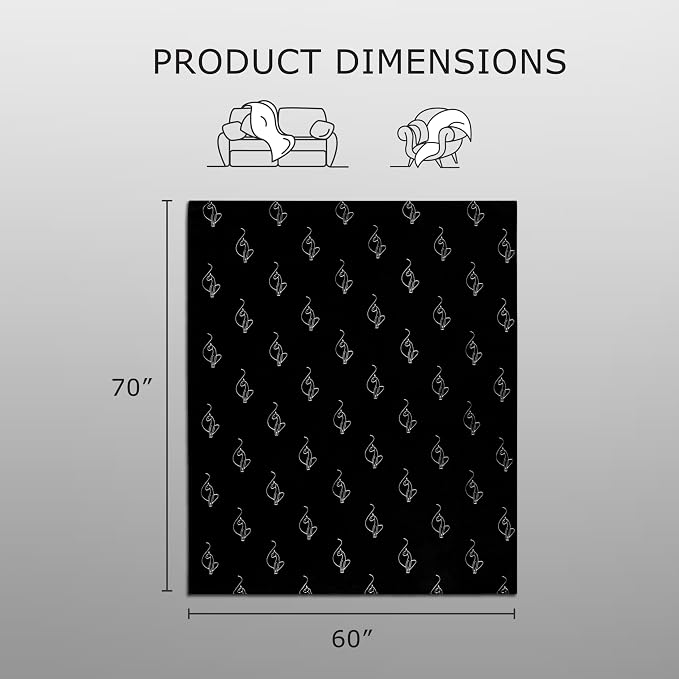 Baby Phat Oversized Plush Throw Blanket 60" x 70", Skinny Cat Black