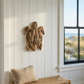 Wooden Driftwood Turtle Sculpture – Relaxed Coastal Room Decor Accent, Living Room or Patio Wall Display, Organic Texture and Artful Home Decor Silhouette – 16"x 22"x 3", Brown