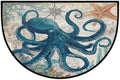 Octopus Retro Half Round Door Mat Non Slip Half Circle Rugs | Animals Ocean Washable Half Moon Rug Semi Circle Rugs Indoor Entrance Floor Carpet for Kithen Bedroom Fireplace Decor