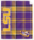 NCAA LSU Tigers Playmaker Plaid Ultra Cozy Sherpa Throw