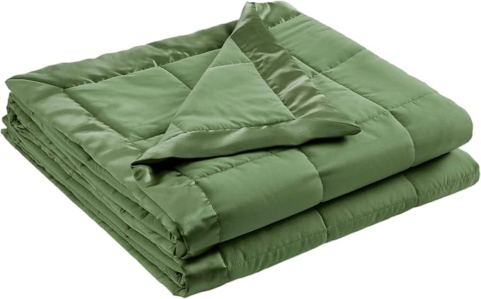 Madison Park Down Alternative Queen Blanket for Bed, Satin Trim, Green | Lightweight Windom Blanket Full Size Premium 3M Scotchgard Moisture Wicking Treatment, OEKO TEX, Soft Bed Cover, All Season