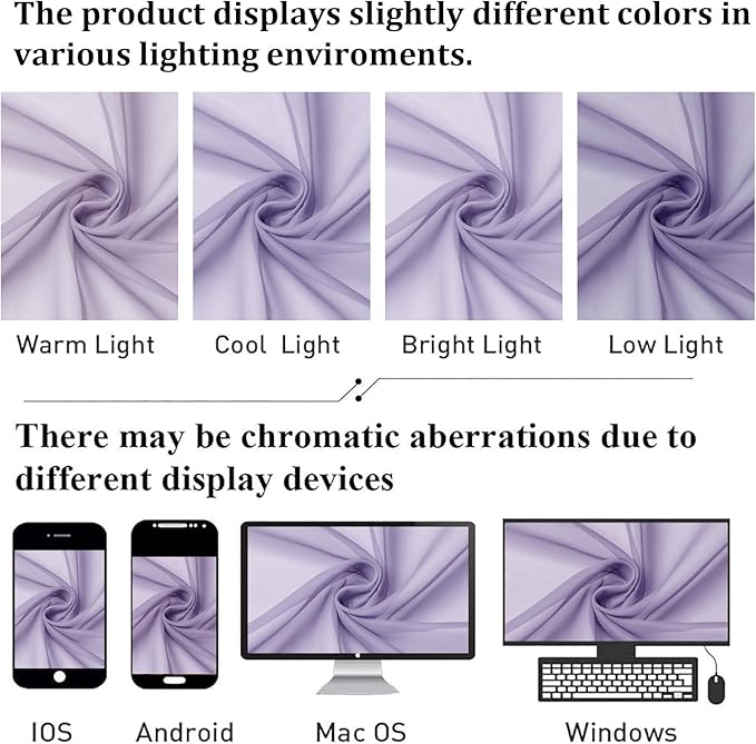 Lecloud Lavender Sheer Curtains 90 Inches Long 2 Panels Set, Light Filtering - Image 7