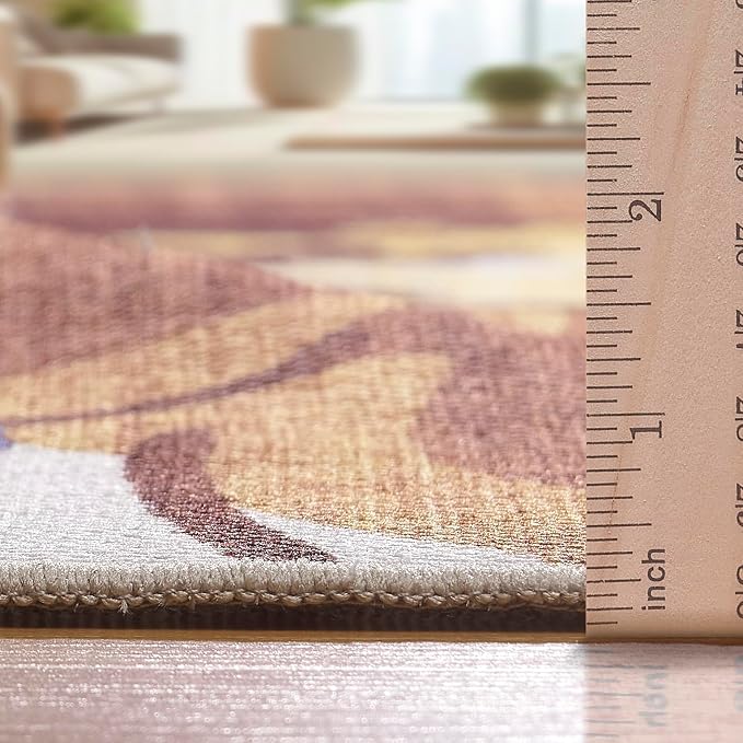 ReaLife Rugs Machine Washable Indoor Outdoor - Mat Rug Foldable Printed Thin Lightweight Cushioned Fade Resistant Patio Deck Dock Porch Pool Balcony Camping - Kai- Red Orange Blue 4' x 6'