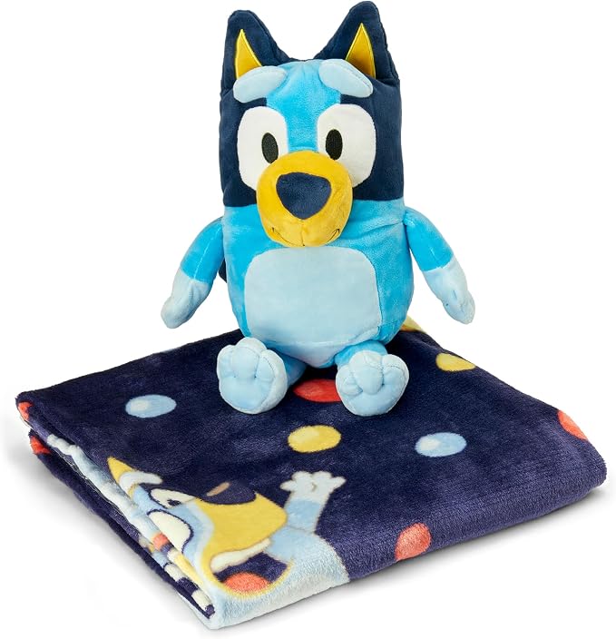 Northwest Bluey Character Hugger Pillow & Silk Touch Throw Blanket Set, 40" x 50", Hooray