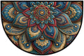 Mandala Half Round Door Mat Semi Circle Rug Half Moon Doormat | Soft Washable Blue Gold Welcome Entrance Mat for Outdoor Indoor Floor Bedroom Bathroom Home Kitchen Festival Decor