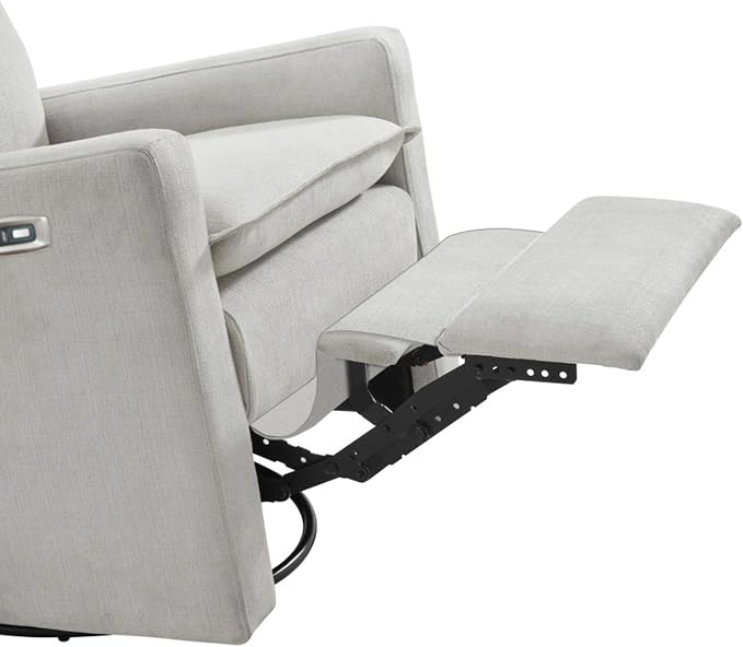 Oxford Baby Uptown Power Upholstered Glider Recliner Rocking Chair 270° Swivel for Nursery and Living Room – Sand, Green Guard Gold Certified
