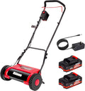 Walensee 16" Cordless Electric Reel Lawn Mower - Battery Powered Push Mower | Dual 36Wh Batteries, 380W Motor, Precision 5-Blade Cut, Quiet Operation， for Small to Medium Yards