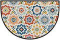 Bohemian Half Round Door Mat Outdoor Doormat Bedroom Entrance Rug A2 | Bohemian Flower Floral Semi Moon Door Mat Non-Slip Absorbent Kitchen Rug Indoor Welcome Bath Mat 36" X 24"