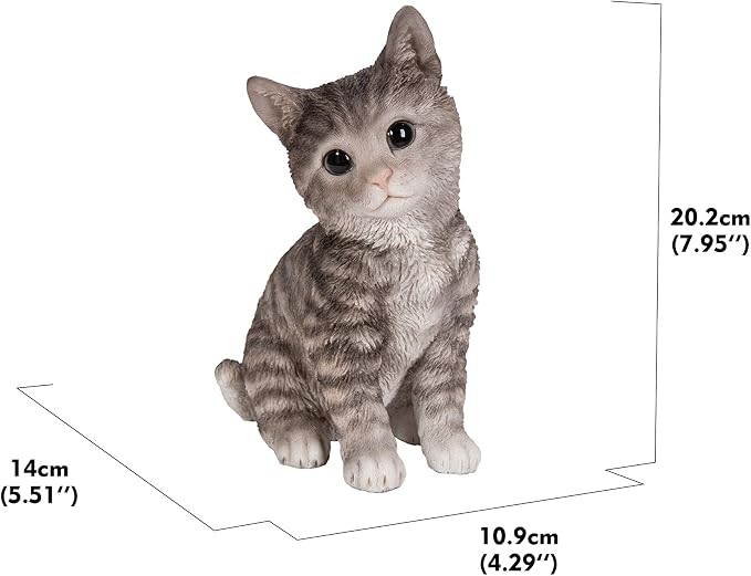 HI-LINE Gift Head-Tilting Grey Tabby Kitten Sitting